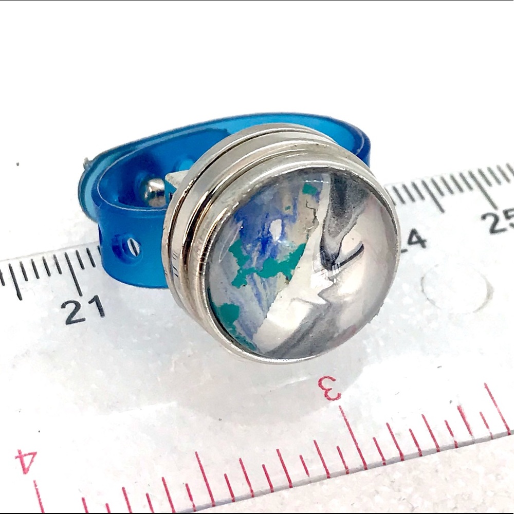 Snap ring 20mm handmade snap Blue silicone band Adjustable SR20
